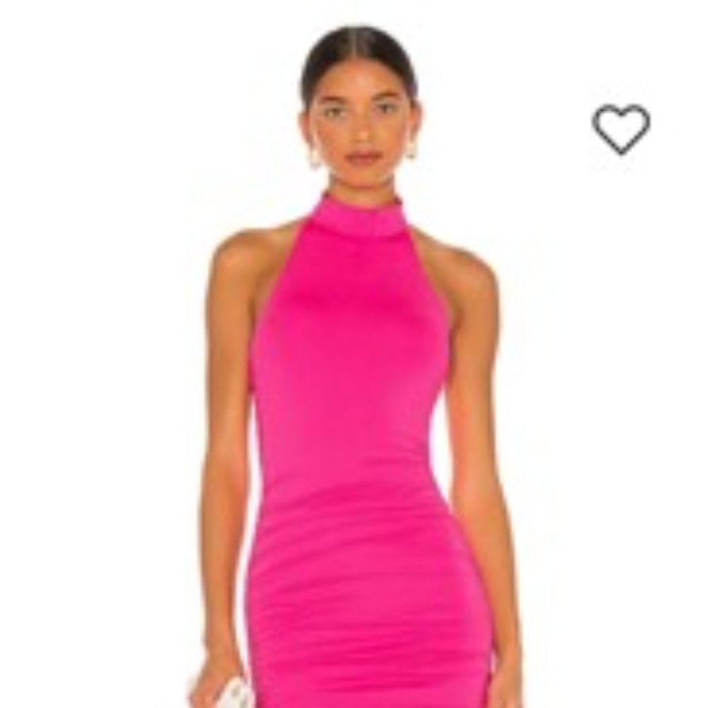 Superdown Hot Pink Mallory High Neck Dress (REVOLVE)